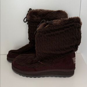Skechers Dark Brown Knit Winter Boots